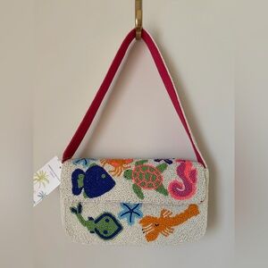 Viral Beaded Ocean Cream Shoulder Bag